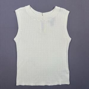 Lands’End White Cable Knit Sleeveless Sweater Size Small